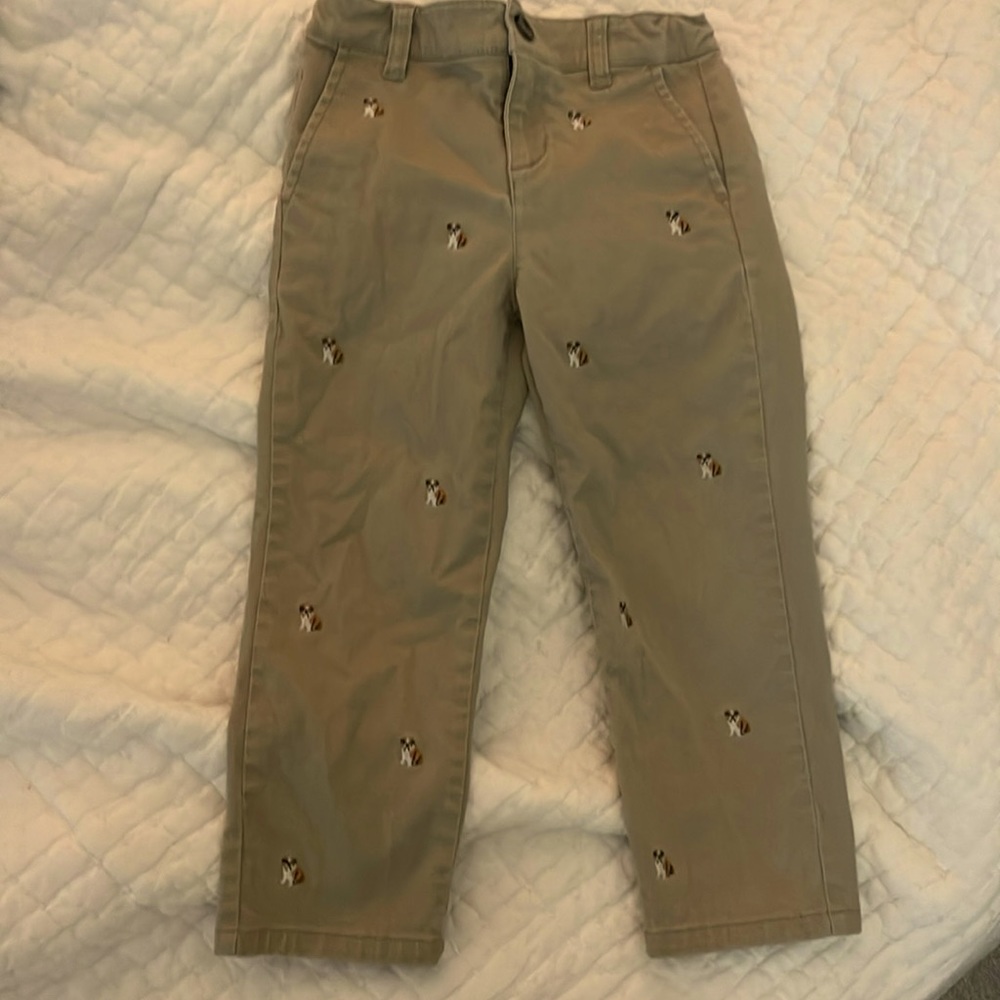 Boys Janie and Jack Khaki with mini bulldogs pants size 3 toddler